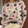 Meredith | Botanical Print Crew Neck Sweater