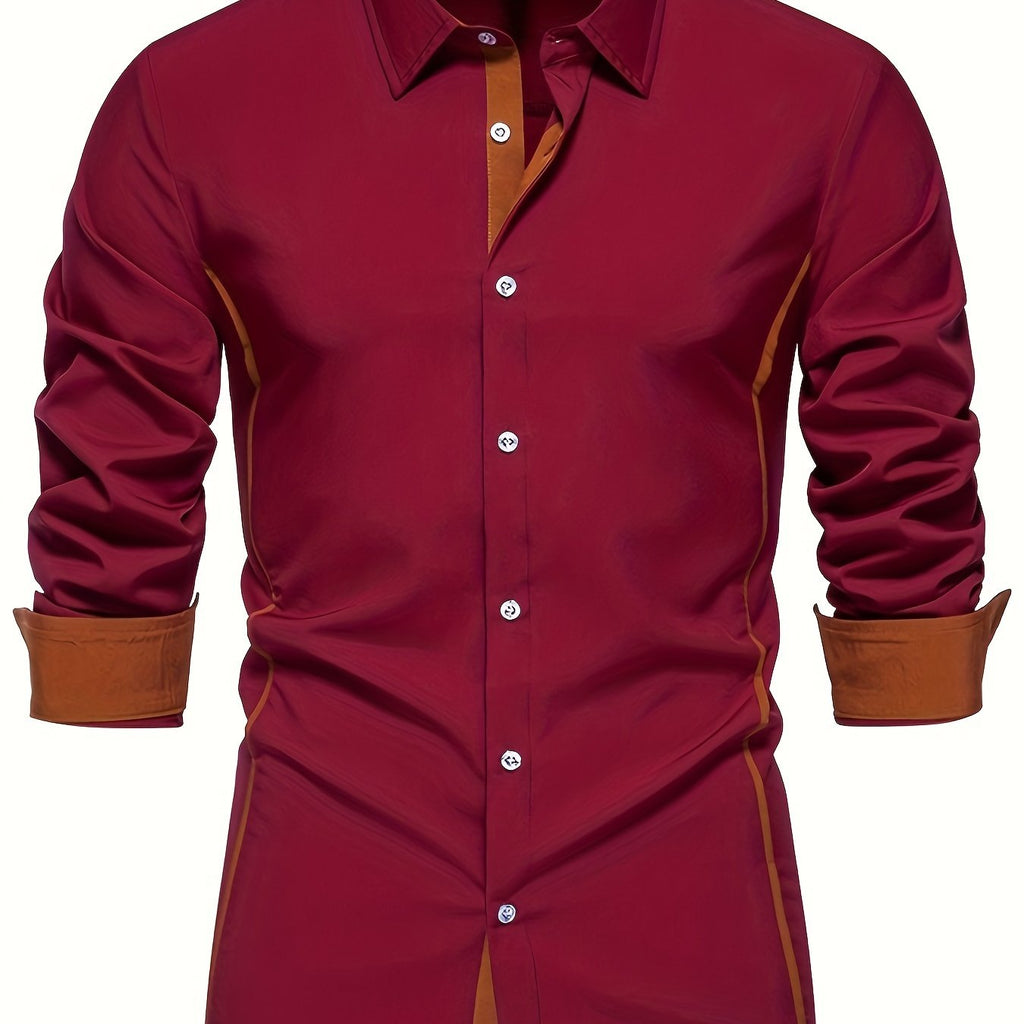 Dorian | Contrast-Trim Long Sleeve Shirt