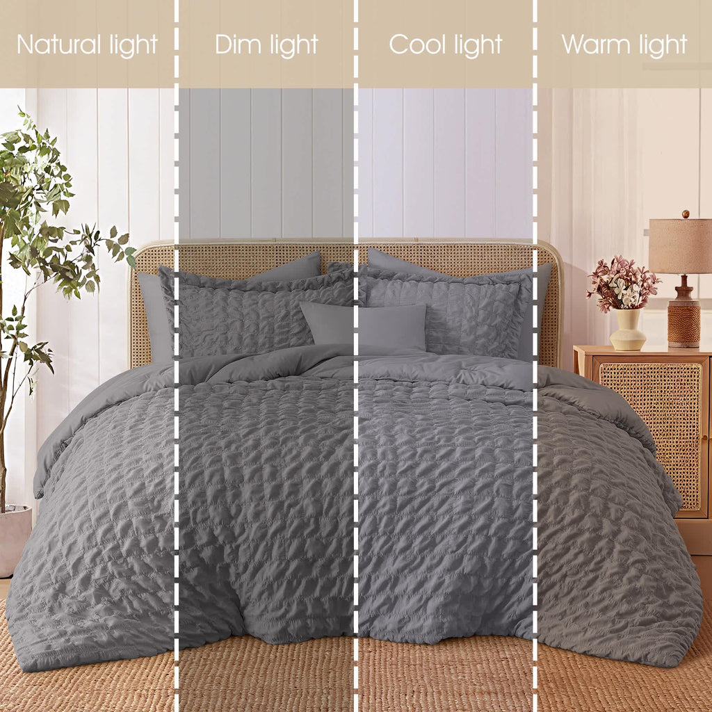 Nanshing Dolton Seersucker Microfiber Stiching 3 Piece Comforter Set