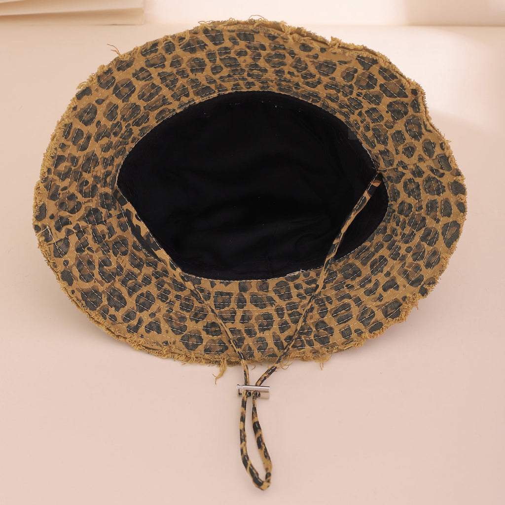Pickens Bucket-Hat mit Leopardenmuster-Besatz – breite Krempe, Vintage-Mode