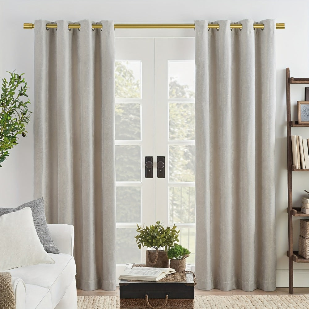 Curtain Rod, One-Inch Adjustable Rounded Cup Finials in Black, Brushed Nickel or Gold Finish, One-Inch Adjustable