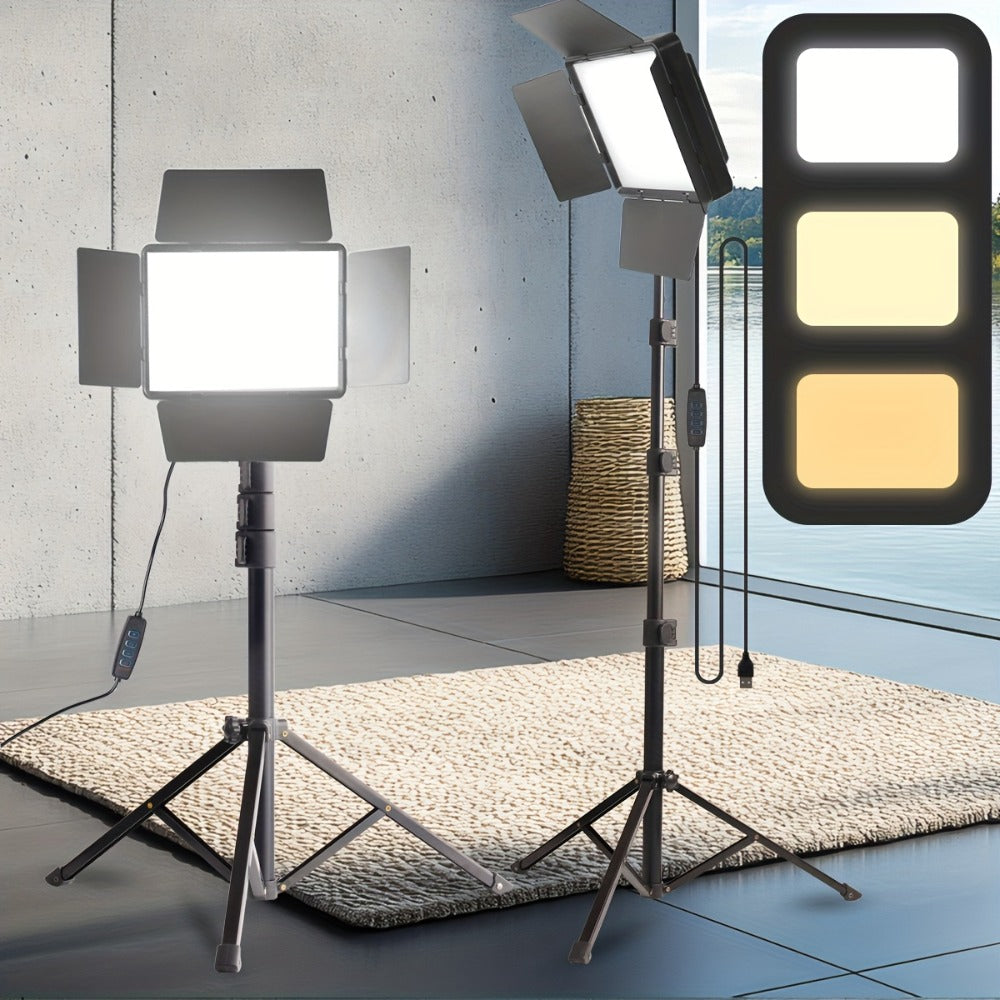 LED Fill Light Kit Studio Photography Lighting Set 10-Inch Square Dimmable 3 Color Modes for an Everyday Personal Care Routine