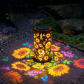 Solar Sunflower Lantern, Painted Butterfly Iron Garden Light, Outdoor Spotlight Lawn Ambient Decor