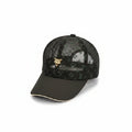Luxury Black Monogram Mesh Baseball Cap with Crystal Brim & Gold Logo Charm