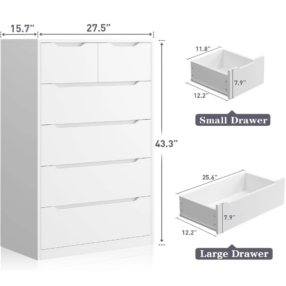 6-Drawer Dresser, Clothing Storage Organizer for Organized Everyday Storage