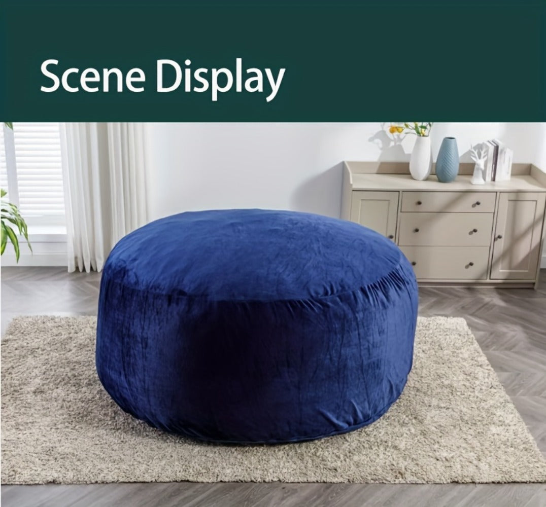 Round Bean Bag Chair Lounger in 5 or 6-Foot Sizes with Grey, Black, Brown, White, Red or Dark Blue Covers
