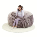 Round Bean Bag Chair Lounger in 5 or 6-Foot Sizes with Grey, Black, Brown, White, Red or Dark Blue Covers