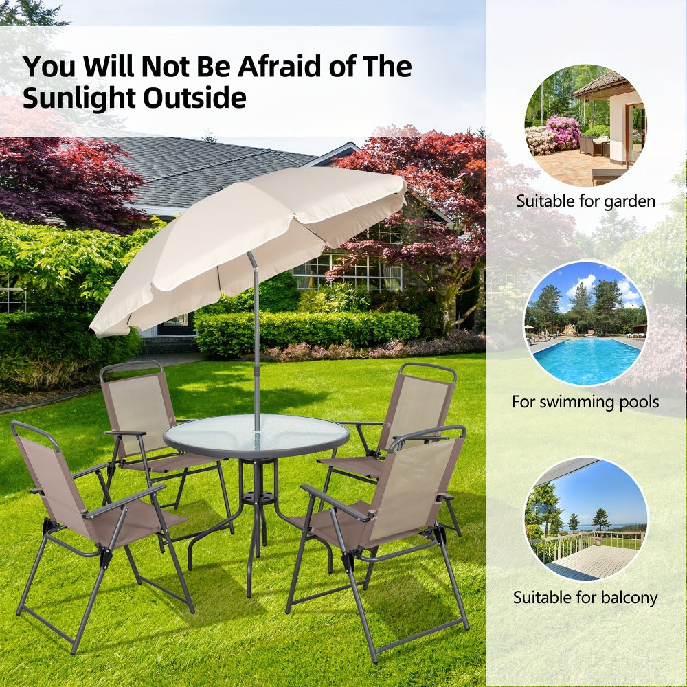 6-Piece Foldable Patio Dining Set with Multiple Color Options