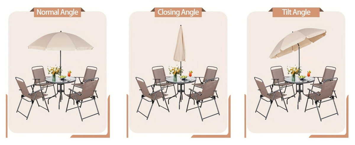 6-Piece Foldable Patio Dining Set with Multiple Color Options