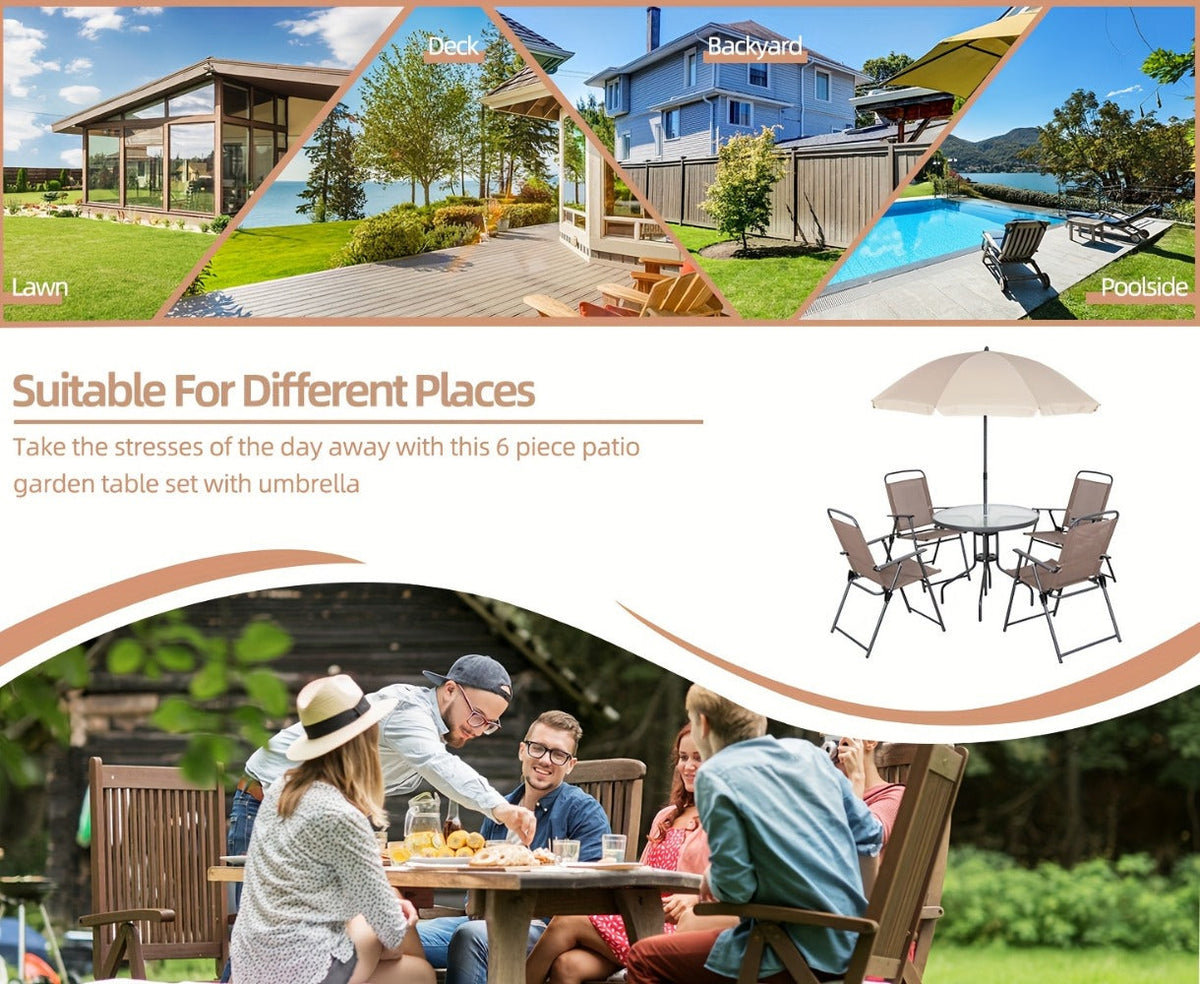 6-Piece Foldable Patio Dining Set with Multiple Color Options