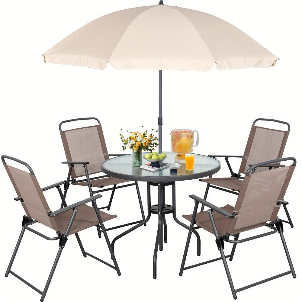 6-Piece Foldable Patio Dining Set with Multiple Color Options