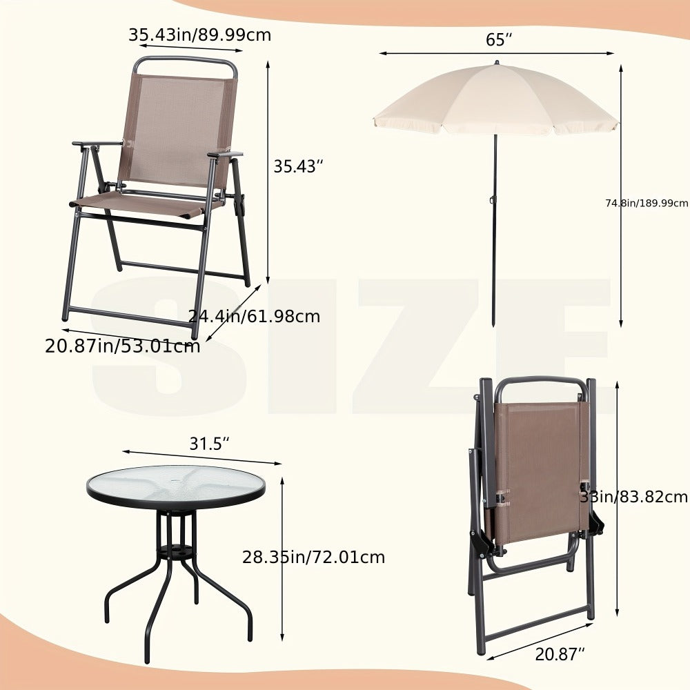 6-Piece Foldable Patio Dining Set with Multiple Color Options