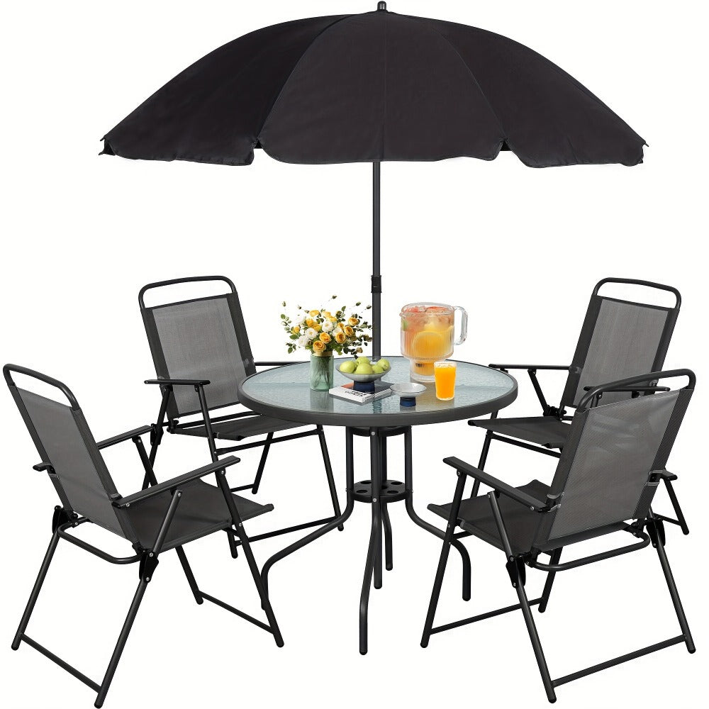 6-Piece Foldable Patio Dining Set with Multiple Color Options