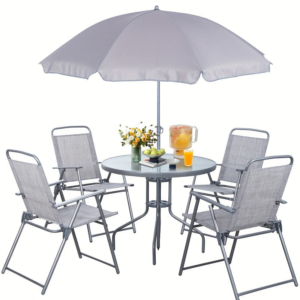 6-Piece Foldable Patio Dining Set with Multiple Color Options