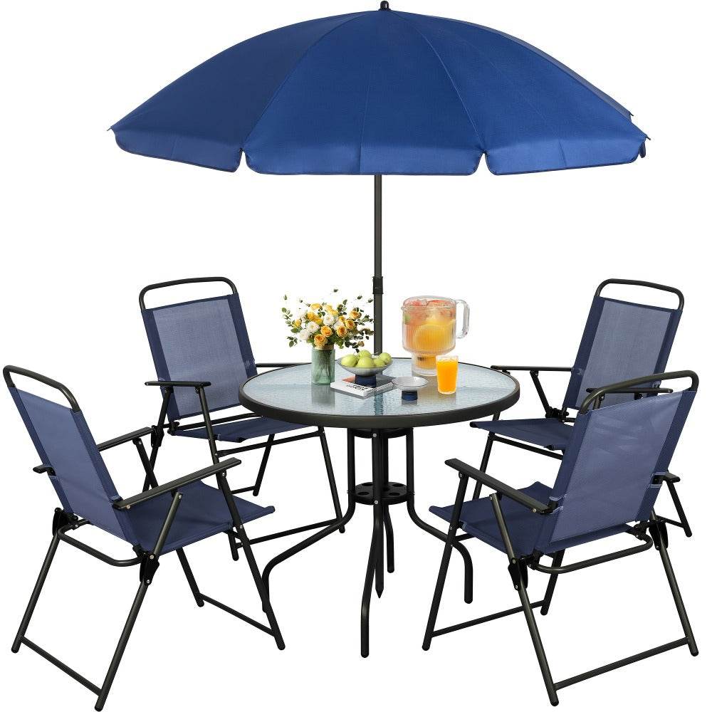6-Piece Foldable Patio Dining Set with Multiple Color Options