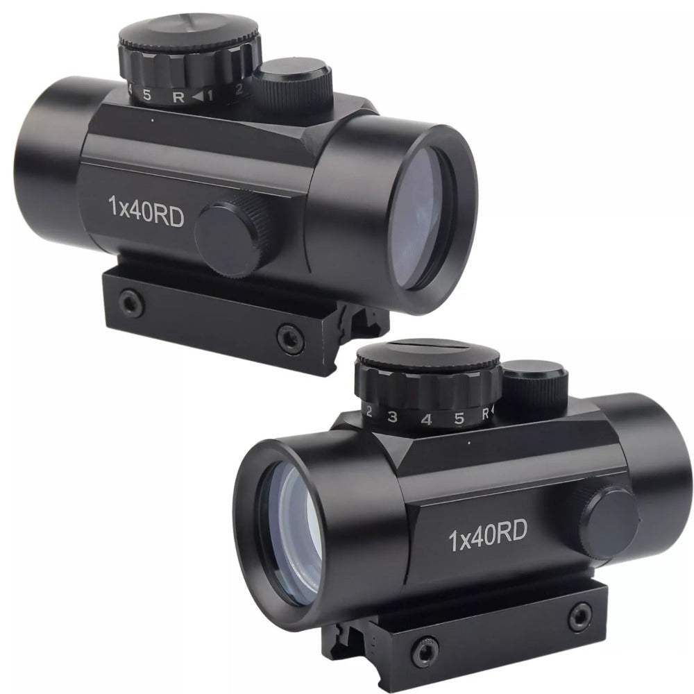 Red Green Dot Sight Scope 1x40 with Picatinny Rail Mount, 2 Reticle Types, Adjustable Brightness for Rifles