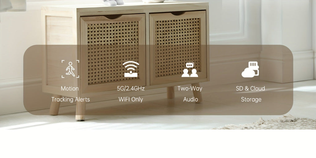 Security Camera 3MP Robot-Style Indoor Model with 360 Pan-Tilt, Auto Motion Tracking and Two-Way Audio