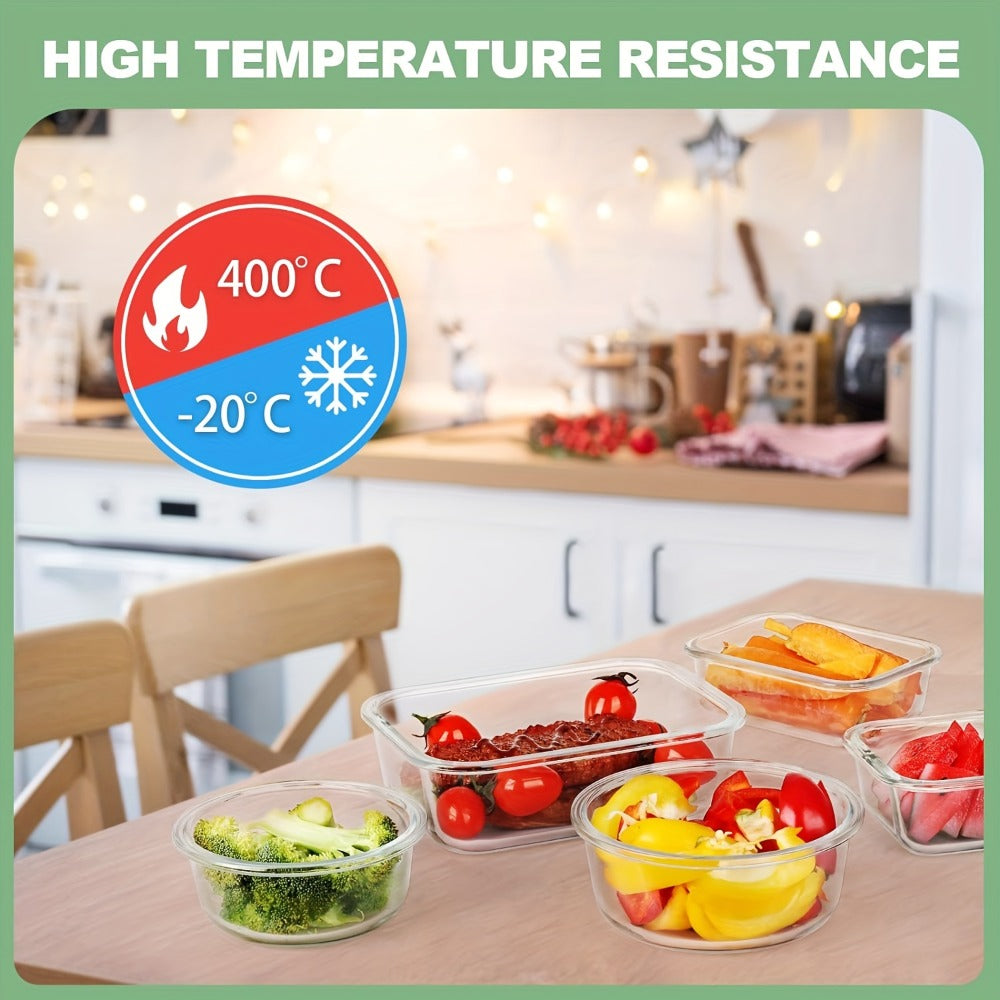 12-Piece Glass Food Container Set with Six Assorted Containers and Black- or Pink-Accent Clip Lids