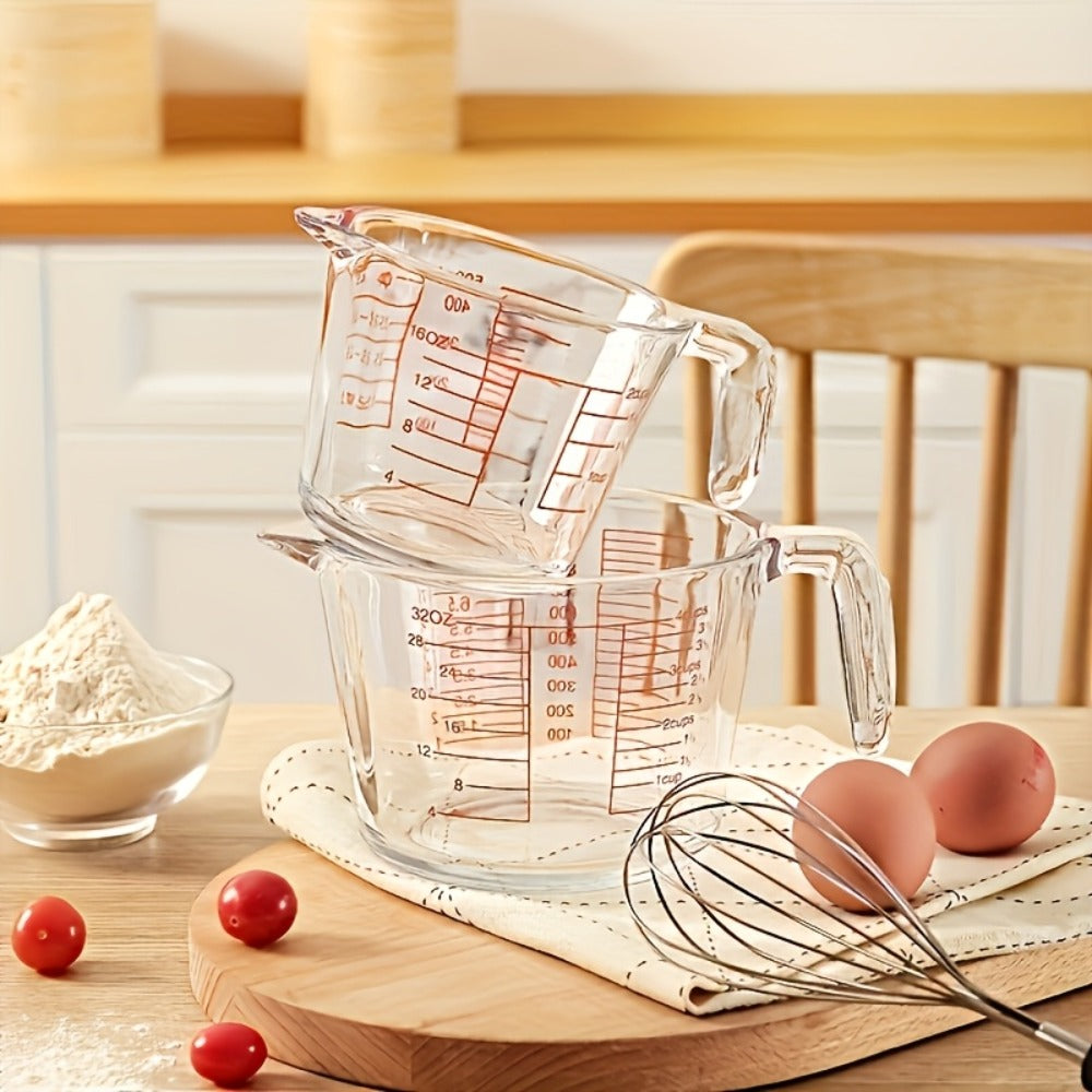 Glass Measuring Cups Set, Food Grade Borosilicate Measuring Cup with Handle & Spout, Microwave &