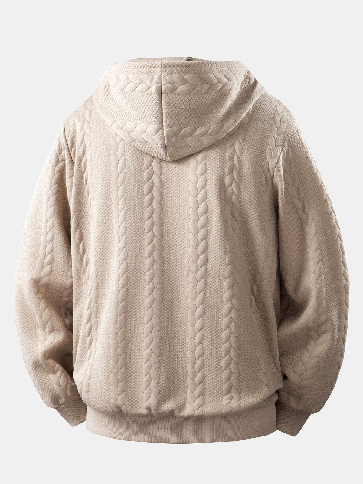 Cable Jacquard Zip-Up Hooded Jacket