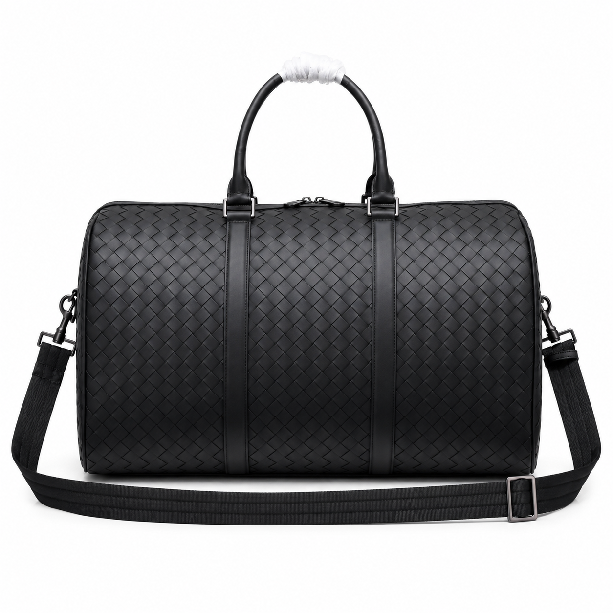 Bottega Veneta Intrecciato Woven Leather Travel Duffle Bag – Black