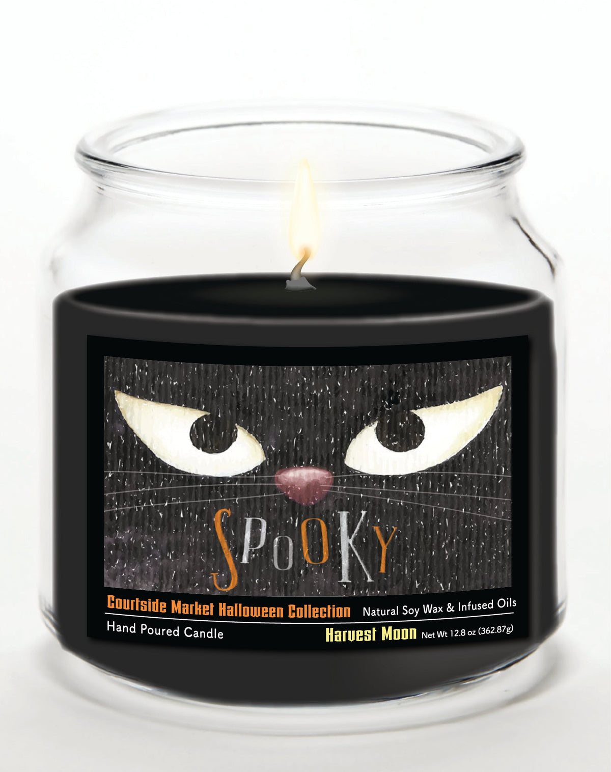 Spooky 12.8 Oz Candle Glass Jar with Brushed Silver Metal Lid