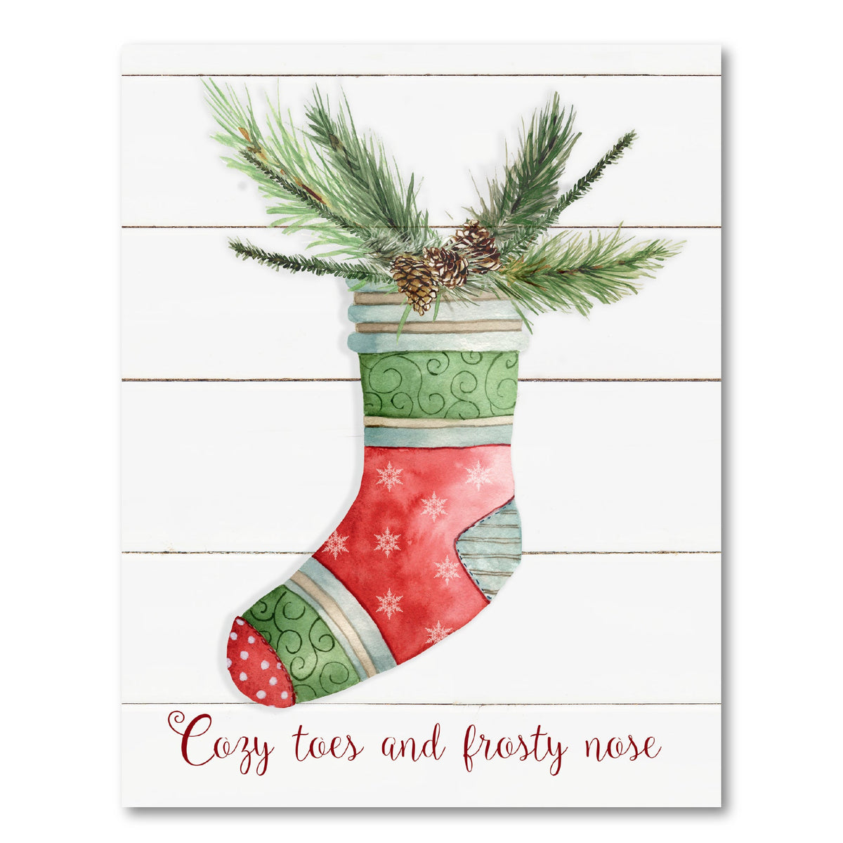 Comfy Cozy Stocking I Gallery-Wrapped Canvas Wall Art