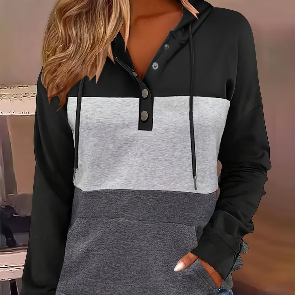 Tamsin | Kapuzenpullover mit Colour-Block-Knopfleiste