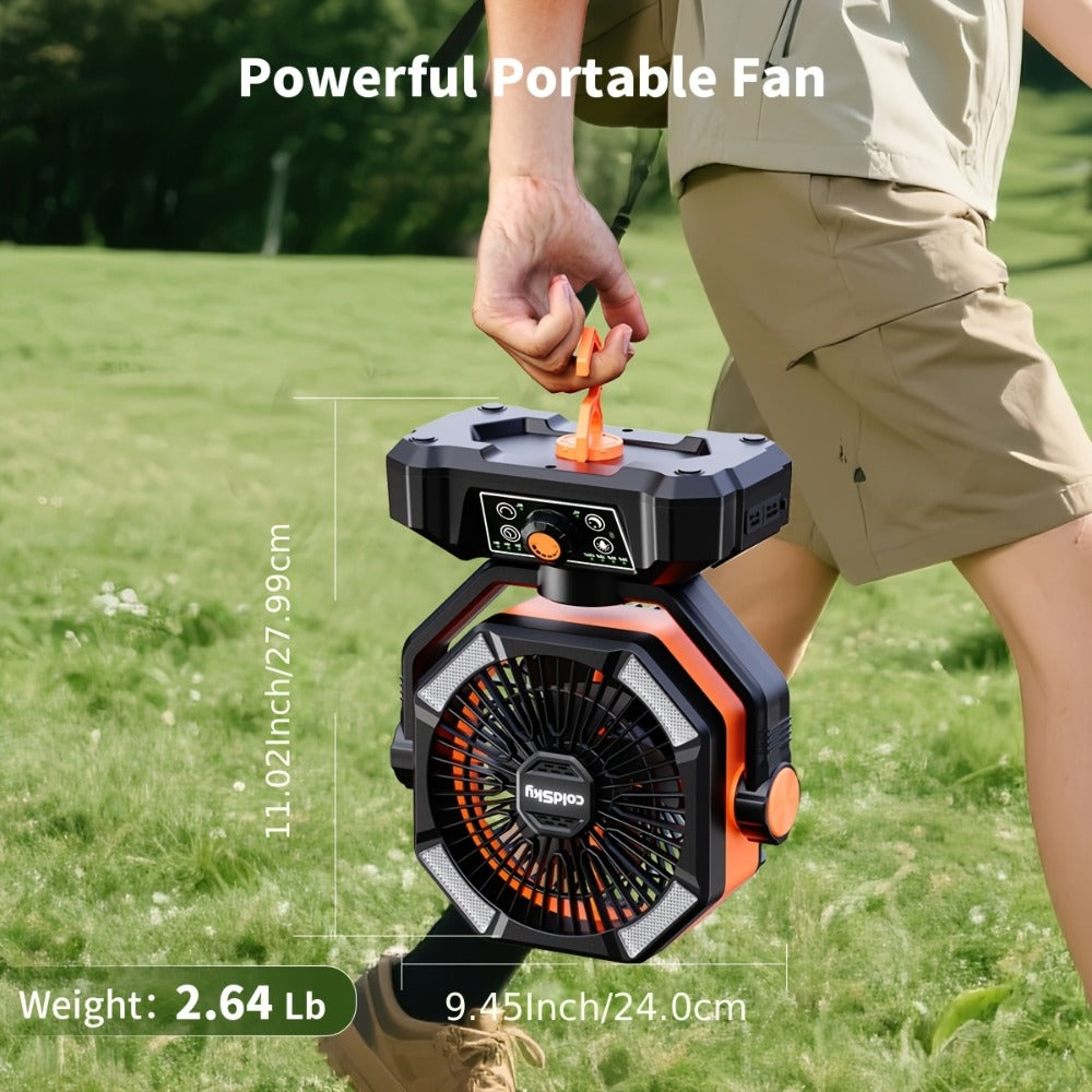 20000mAh-Label Dual-Motor Camping Fan with Eight Speeds, Remote and Three Color Options Pictured