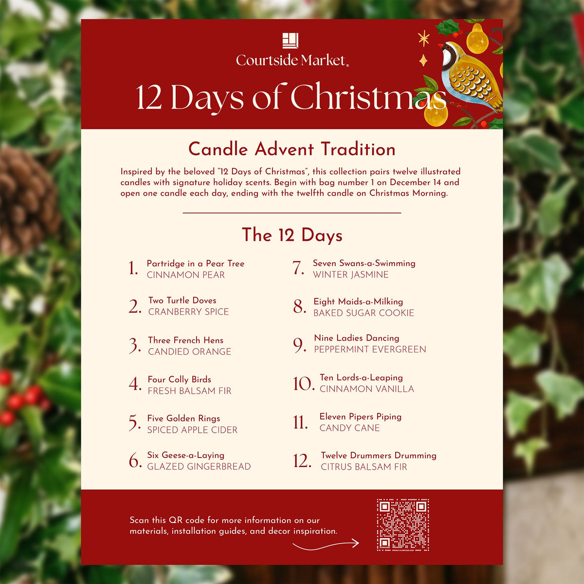 12 Days of Christmas - Candle Advent Calendar Gift Set