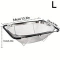Expandable Sink Colander Stainless Steel, Over the Sink Strainer Basket with Fine Mesh & Rubber Grip