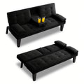 65-Inch Foldable Futon Sofa Bed with Fold-Out Lounger and Solid Wood Construction