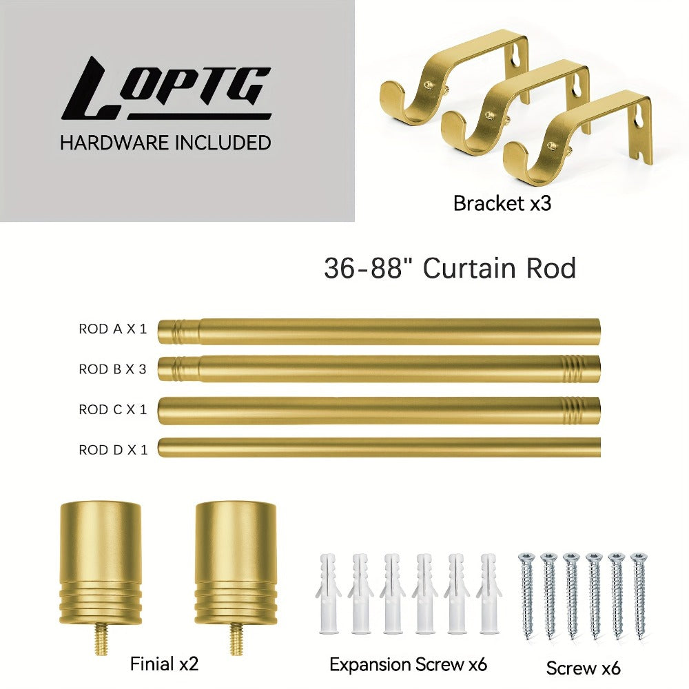 Curtain Rod, One-Inch Adjustable Rounded Cup Finials in Black, Brushed Nickel or Gold Finish, One-Inch Adjustable