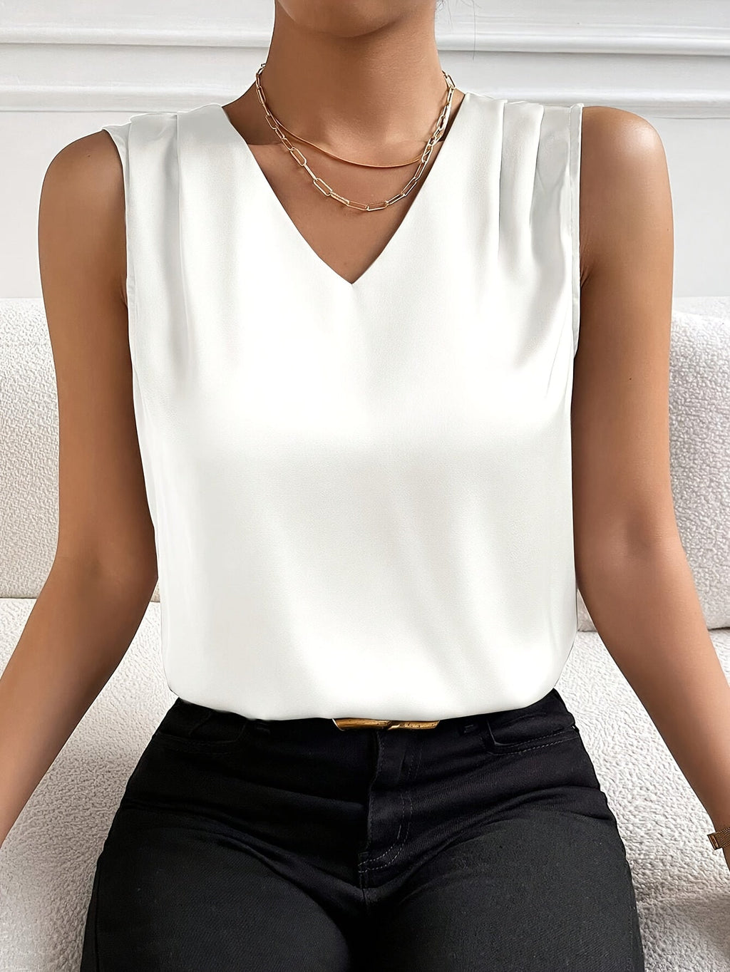 Adele | Ärmelloses V-Neck-Top