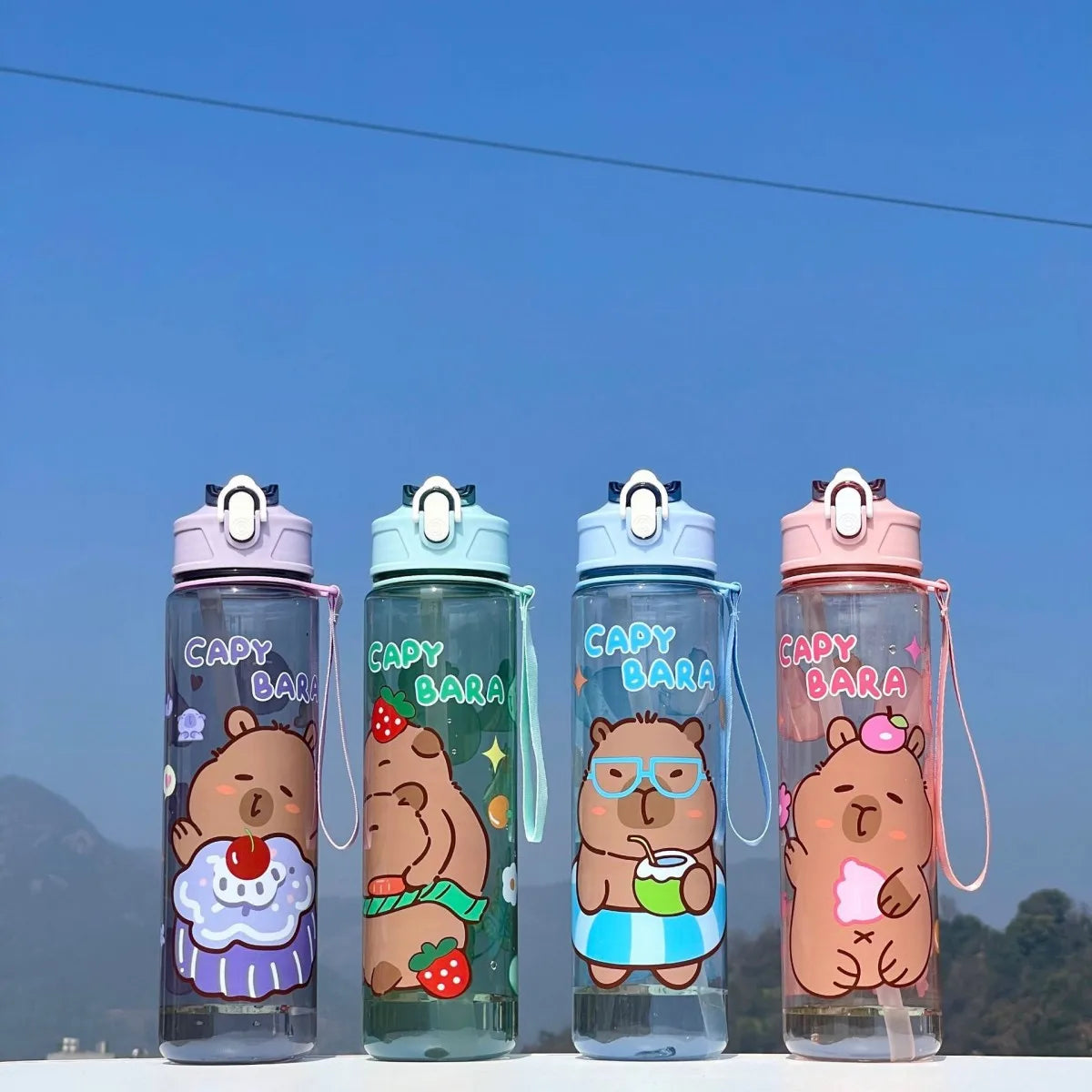 Capybara Cartoon Large Capacity Water Bottle