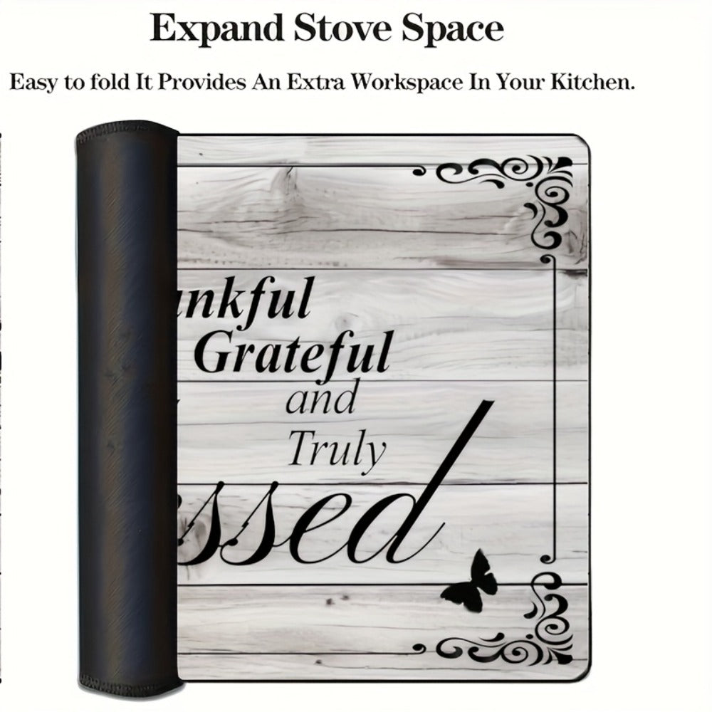 Stove Top Cover Heat Resistant Scratch-Proof 28.5x20.5" - Thankful Grateful Blessed Kitchen Decor Glass Protector Mat for Cooktops