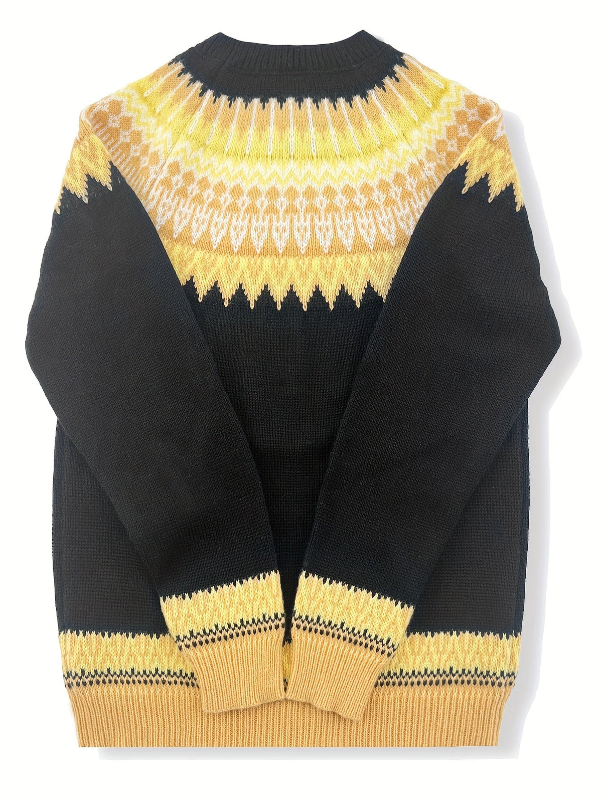 Sylvia | Grobstrick-Jacquardpullover mit Rundhalsausschnitt
