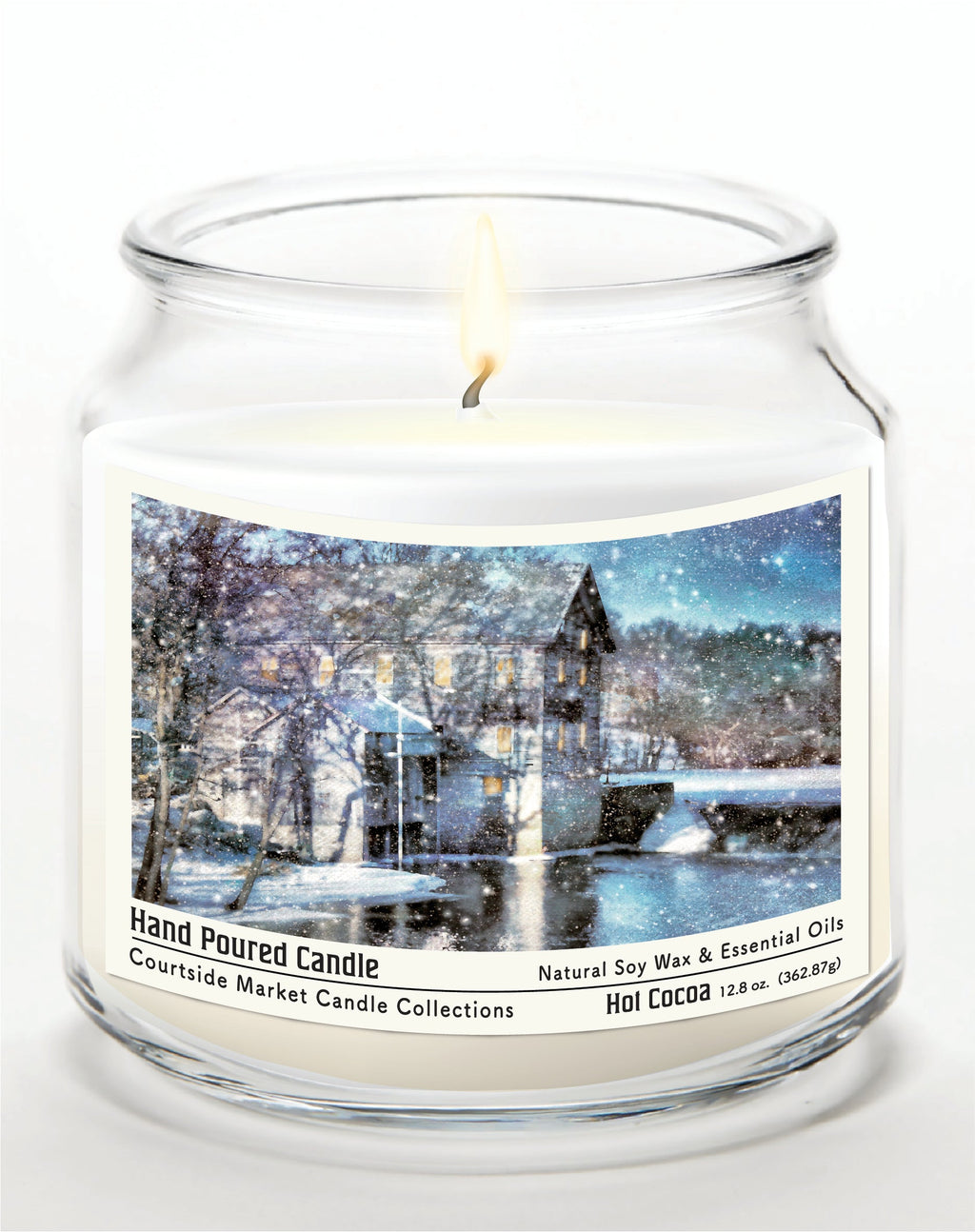 Winter Wonderland 12.8 Oz Candle Glass Jar with Brushed Silver Metal Lid