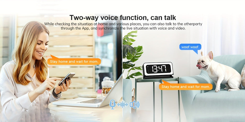 Security Camera 2K Clock-Format Model with Dual-Band WiFi, Color Night Vision, Motion Detection and Two-Way Talk