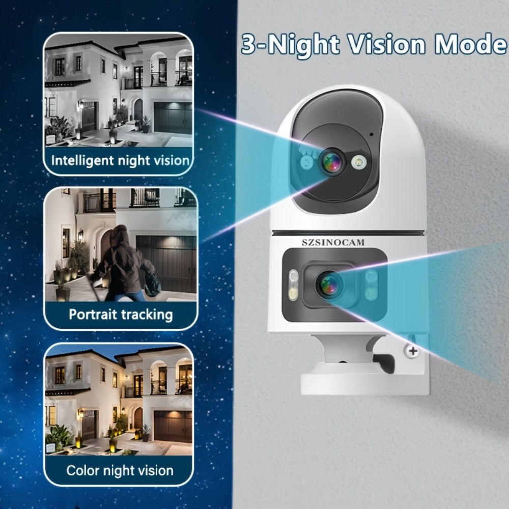 Security Camera QW2 Dual-Lens Outdoor PTZ Model with IP66, Auto Tracking, Two-Way Audio and Four Pack Options