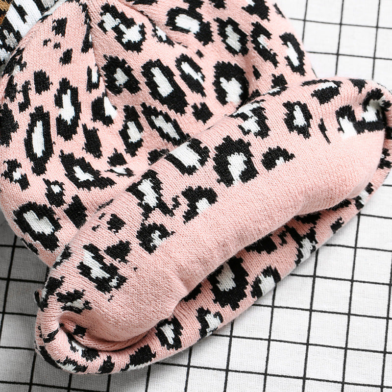 Mayberry Leopard Print Wool Knit Stocking Cap