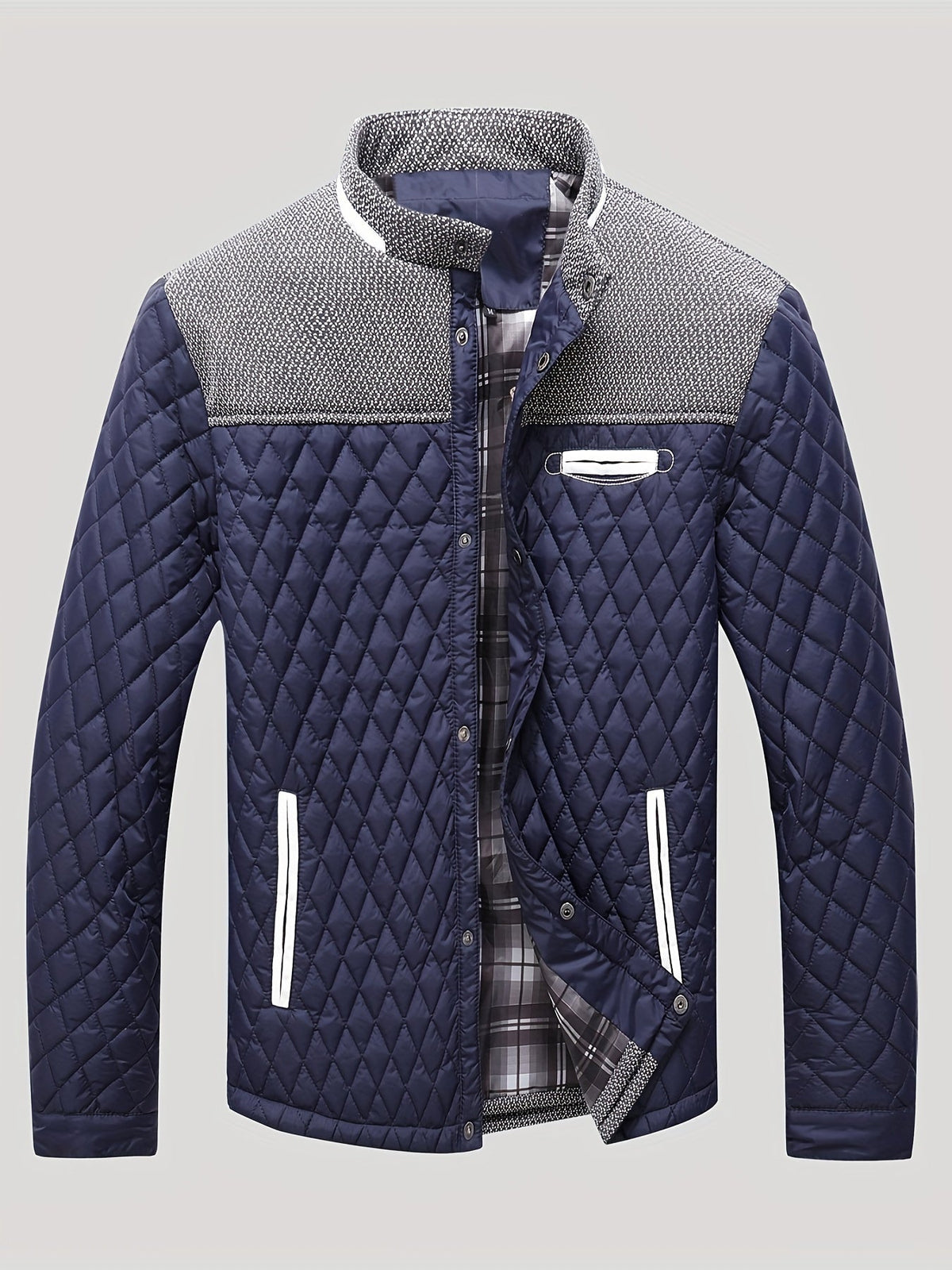 Nigel | Textured Quilted Stand-Collar Jacket