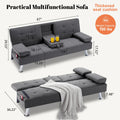 67-Inch Futon Sofa Bed with Fold-Out Lounger and Adjustable Backrest