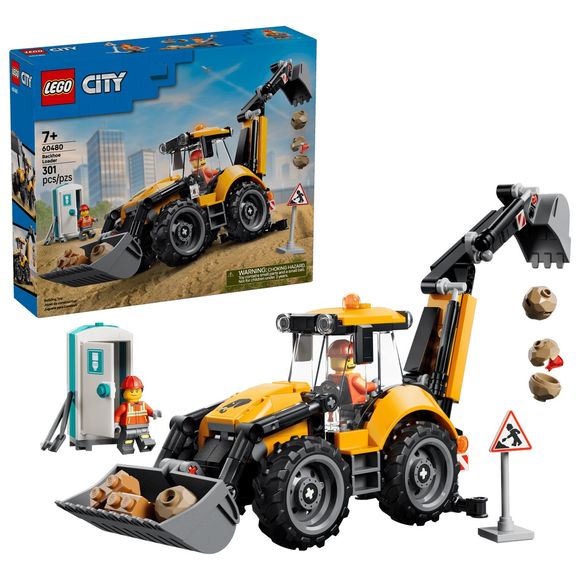 LEGO City 60480 Yellow Backhoe Loader Building Set