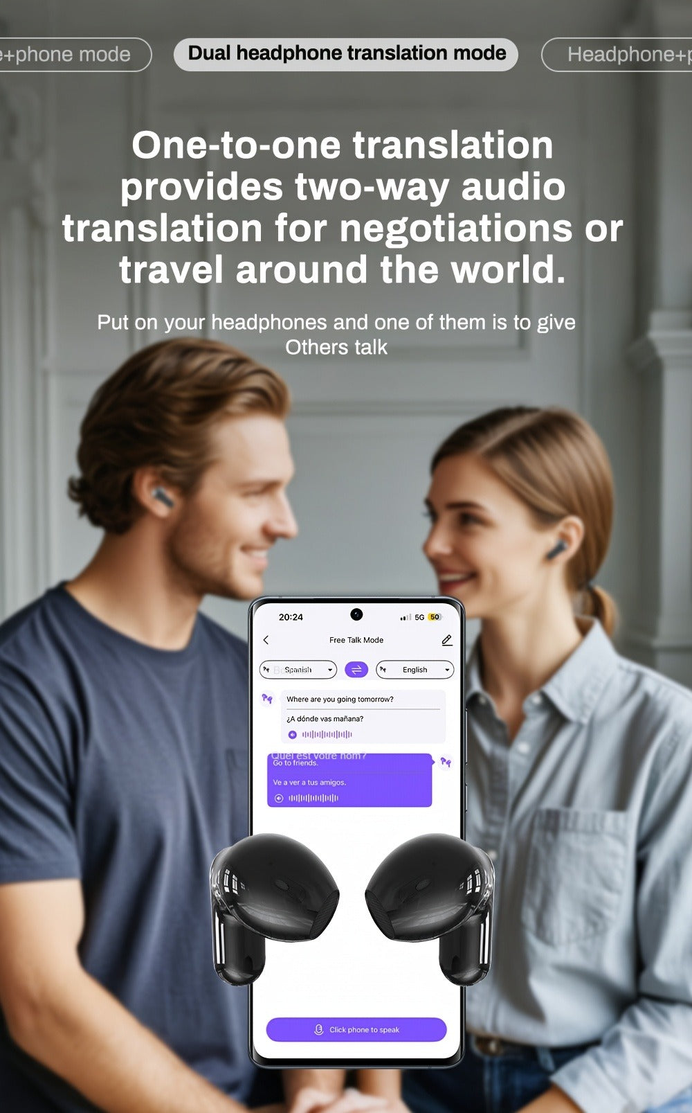 AI Translation Earphones Real-Time 134 Languages TWS Wireless Bluetooth Earbuds HTC NE20 HD for an Everyday Personal Care Routine
