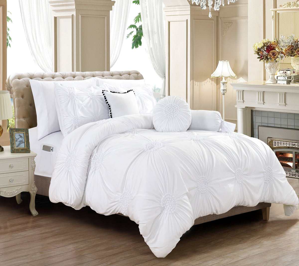 Mocassi 10-Piece Sunflower Comforter Bed-in-a-Bag Includes Bed Sheet Set with Double Sided Storage Pockets