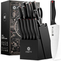 Kitchen Knife Set by ASETY, 15-Piece Stainless Steel Block Set with PP Handles in Two Finish Options