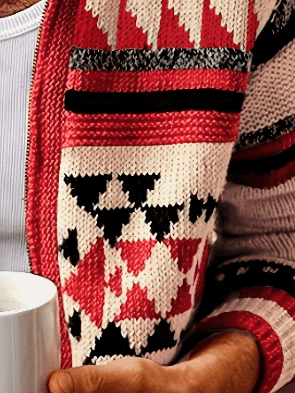 Rylan | Gemusterte Strickjacke mit Reißverschluss