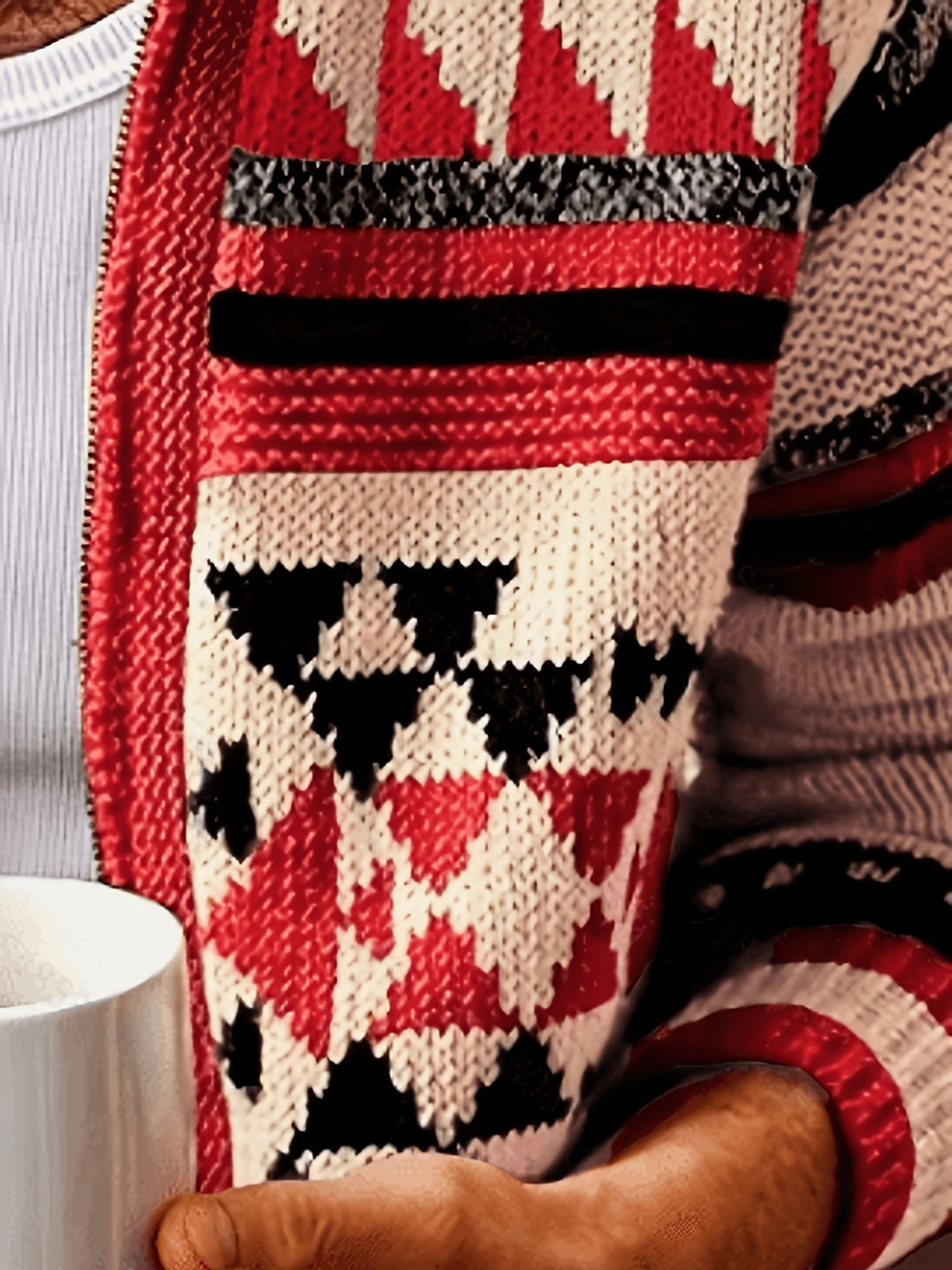 Rylan | Gemusterte Strickjacke mit Reißverschluss