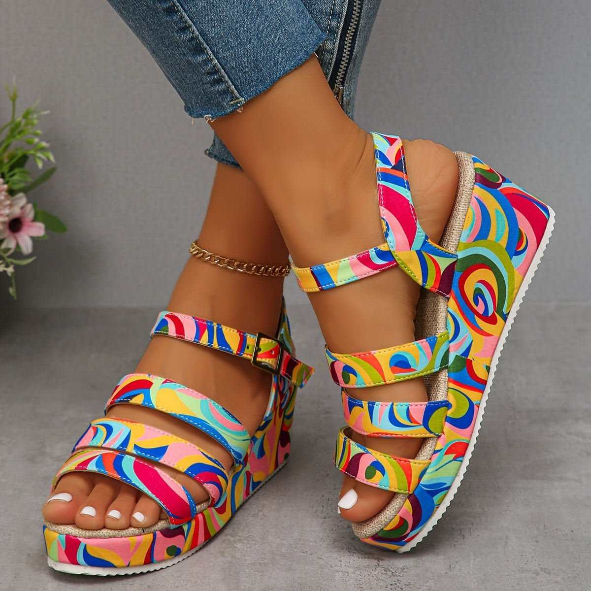 Vanessa | Stylishe Plateausandalen mit Knöchelriemen